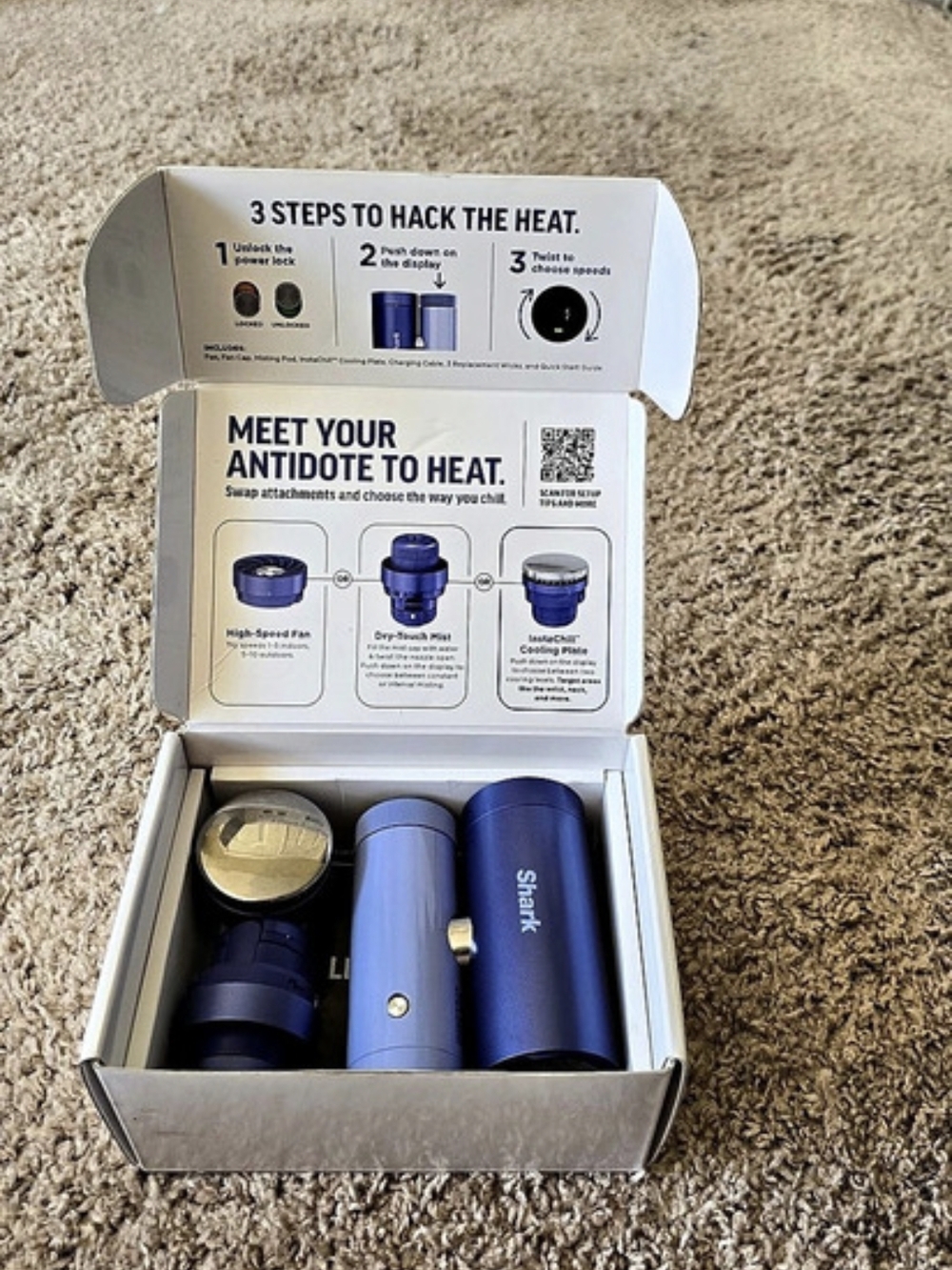 Shark Chillblil Portable Cooling System Blue Like New